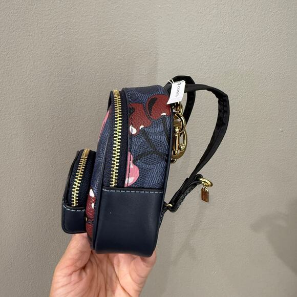 Coach CZ086 Mini Court Backpack Bag Charm In Signature Canvas With Cherry Print - Picture 9 of 16